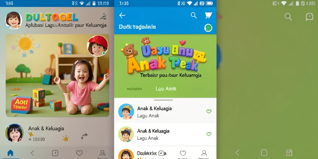 Antarmuka ramah anak DULTOGEL menampilkan lagu-lagu anak.