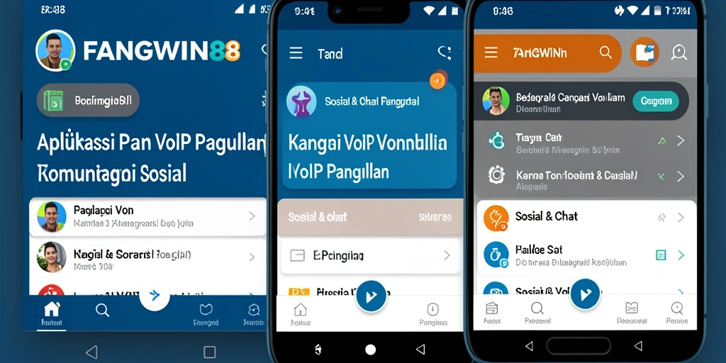 Tampilan antarmuka FANGWIN88 yang sederhana dan fungsional untuk VoIP Panggilan.