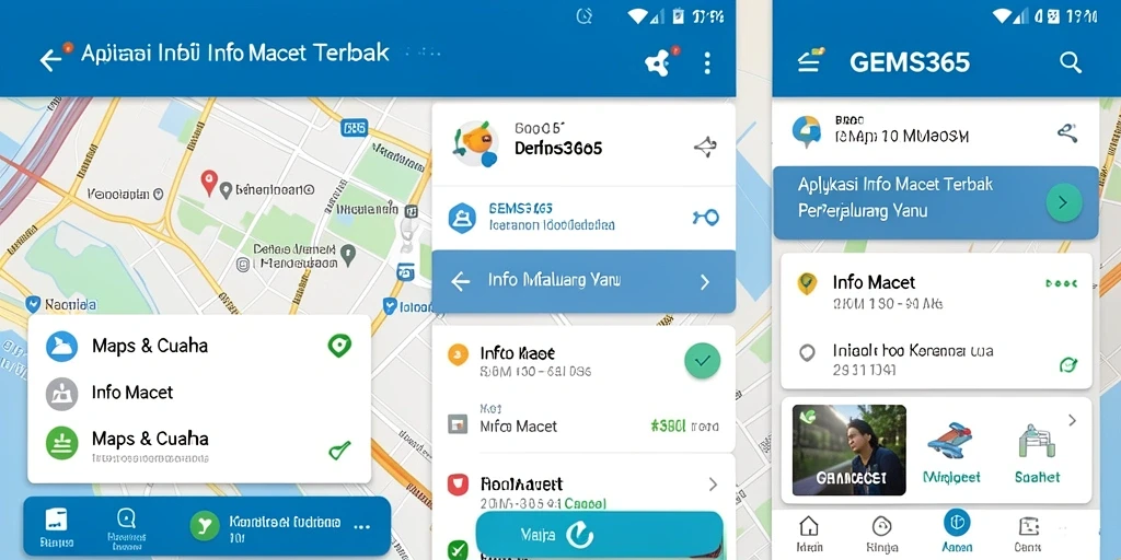 Antarmuka GEMS365 dengan peta Info Macet yang interaktif dan informatif.