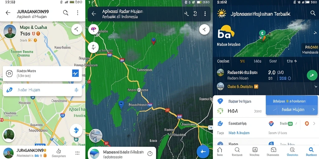 Antarmuka aplikasi JURAGANKOIN99 dengan tampilan Radar Hujan yang jelas.