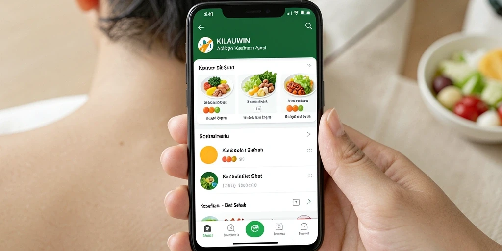 Tampilan antarmuka aplikasi KILAUWIN untuk Diet Sehat yang menarik dan informatif.