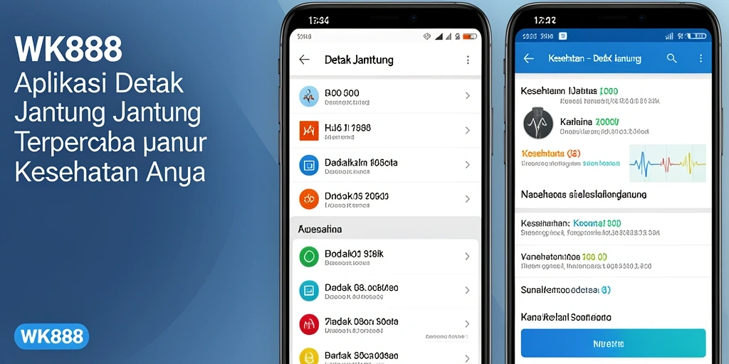 Tampilan antarmuka aplikasi WK888 untuk pemantauan detak jantung.